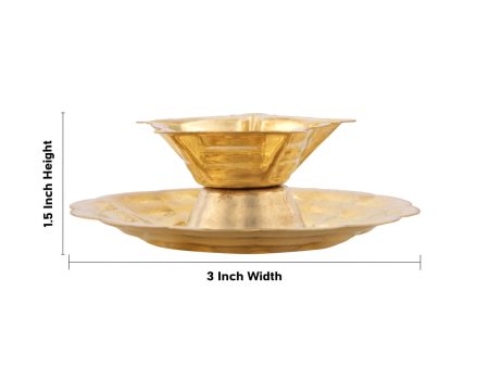 Brass Lamp - 1.5 x 3 Inches | 5 Star Deep with Plate  Brass Vilakku  Diya for Pooja  25 Gms Approx Sale