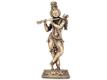 Krishnan Statue - 5 x 2.5 Inches | Brass idol  Krishna Flute Statue for Pooja  155 Gms Approx Cheap