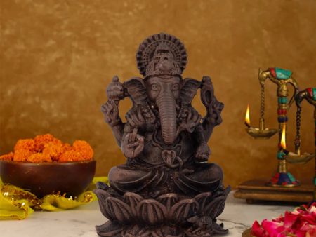 Ganesh Murti - 2 x 1.25 Inches | Copper Idol   Ganesh Statue Sitting On Lotus for Pooja  70 Gms Approx Sale