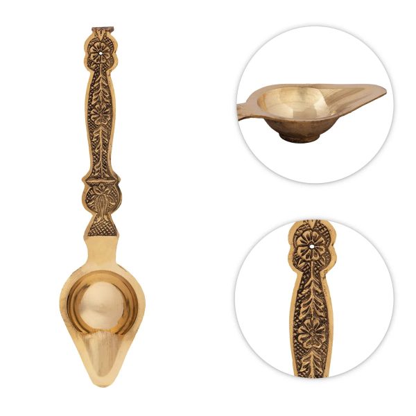 Brass Aarti - 1 x 10 Inches | One Mukh Spoon Karpoora Burner  Pooja Aarti  Aarti Diya for Home Online Hot Sale