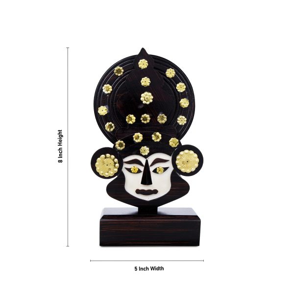 Kathakali Head with Stand - 8 x 5 Inches | Wooden Kathakali Face  Painted Kathakali Face for Home Online now