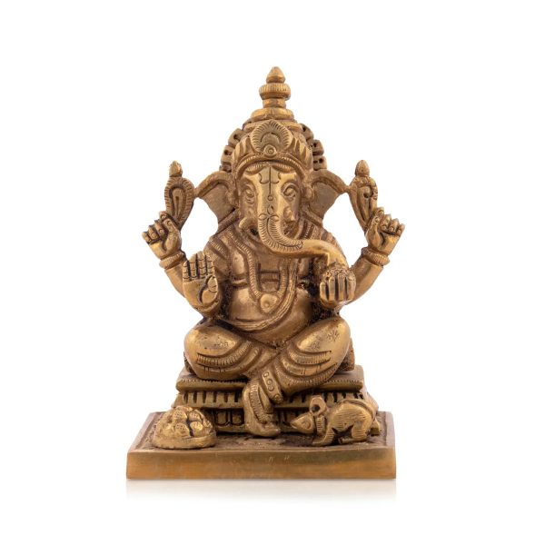 Ganesh Murti - 4.5 x 2.75 Inches | Antique Brass statue   Vinayaka Idol for Pooja   660 Gms Approx Online