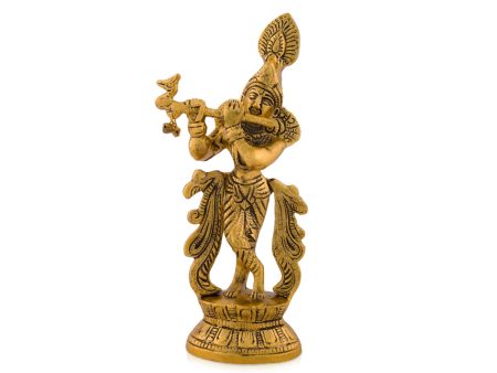 Krishna Standing with Flute Statue - 8.5 x 4 Inches | Aluminium Flute Krishna Idol  Krishna Idol for Pooja Online Sale