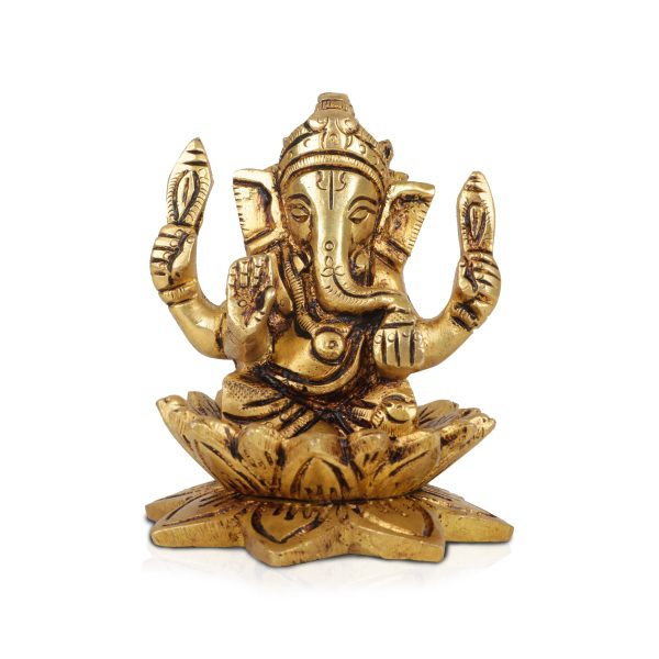 Ganesh Murti - 3.5 Inches | Antique Brass Statue  Vinayagar Statue  Ganesha Idol for Pooja For Discount