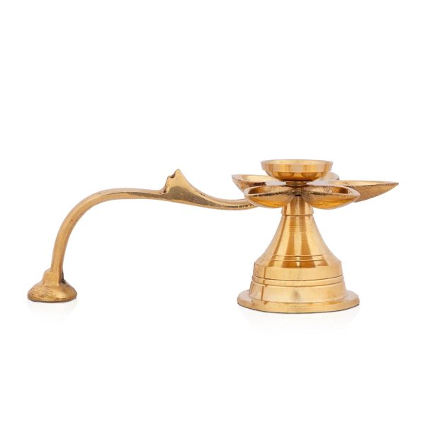 Kamal Pancha Arathi - 3 x 6.5 Inches | Brass Lamp  Diya Lamp for Arathi  320 Gms Approx For Sale