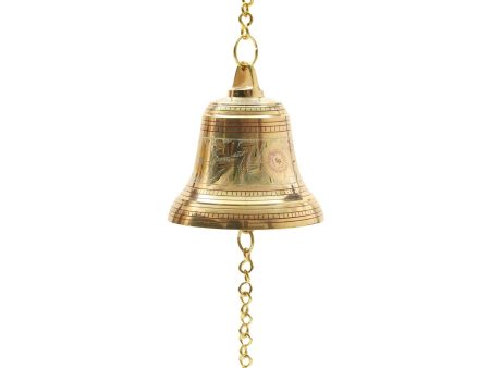 Brass Bell - Enamel - 5.5 Inches | Brass Bell Hanging  Pooja Hanging Bell with Chain  Hanging Bells for Mandir on Sale