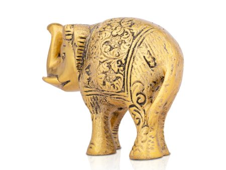 Elephant Statue - 3 x 5 Inches | Gold Polish Elephant Figurine  Aluminium Elephant Sculpture for Home Online