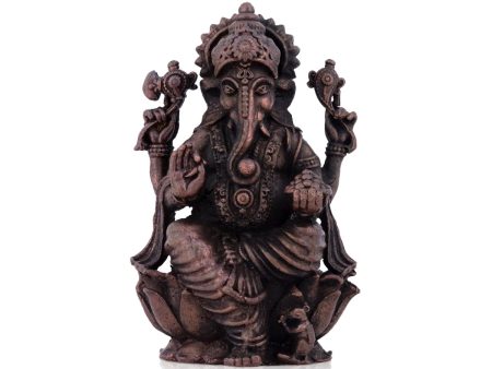 Ganesh Murti - 2.5 x 1.5 Inches | Copper Idol   Ganesh Sitting On Lotus for Pooja  190 Gms Approx Fashion