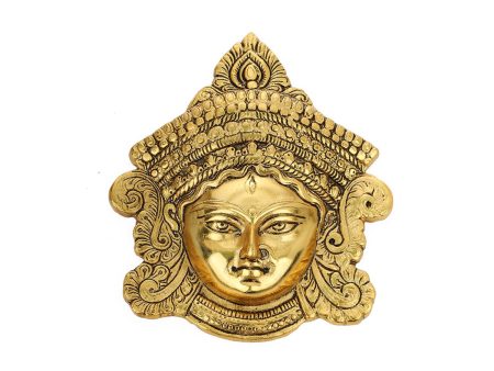 Durga Murti - 7 x 6 Inches | Aluminium Statue  Durga Face Idol  Durga Maa Murti Wall Hanging for Pooja For Discount