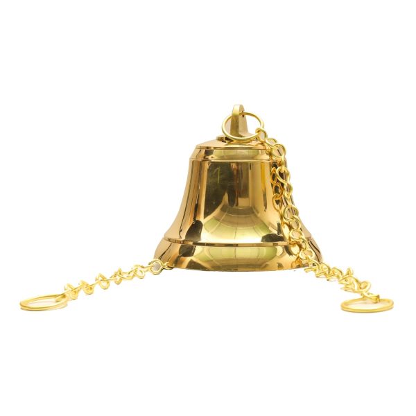 Brass Bell - 4 Inches | Brass Bell Hanging  Pooja Hanging Bell with Chain  Hanging Bells for Mandir Discount