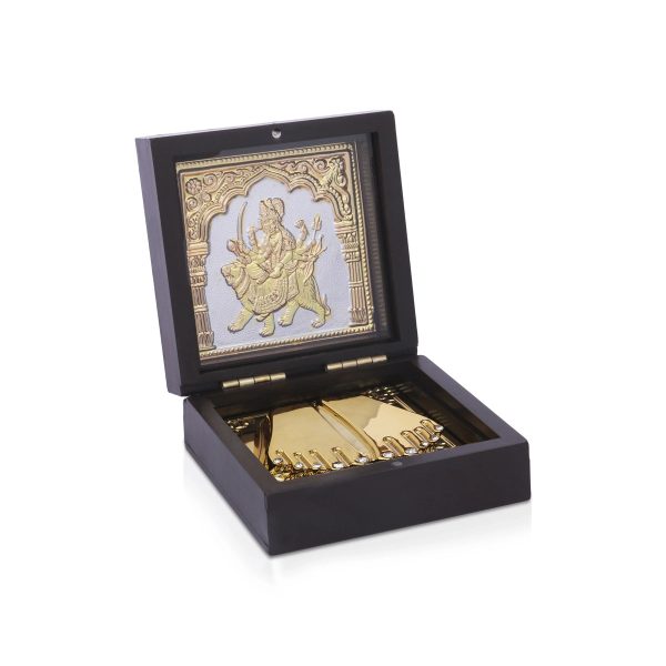 Puja Box - 4 x 3 Inches | Durga Pooja Box  Charan Paduka Box for Home Cheap