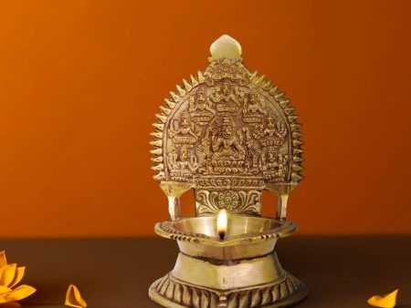 Ashtalakshmi Vilakku - 5 x 3 Inches | Brass Vilakku  Gold Polish Ashtalaxmi Lamp  Deepam for Pooja Online Hot Sale