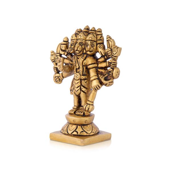 Panchamuga Hanuman - 4 x 3 Inches | Anjaneya Statue  Antique Brass Statue  Hanuman Murti for Pooja For Cheap