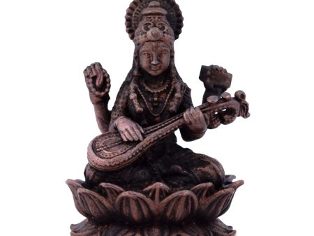 Saraswati Devi Statue - 2 x 1.25 Inches | Saraswati Statue Sitting On Lotus   Copper Idol  Saraswathi Idol for Pooja  70 Gms Approx Cheap