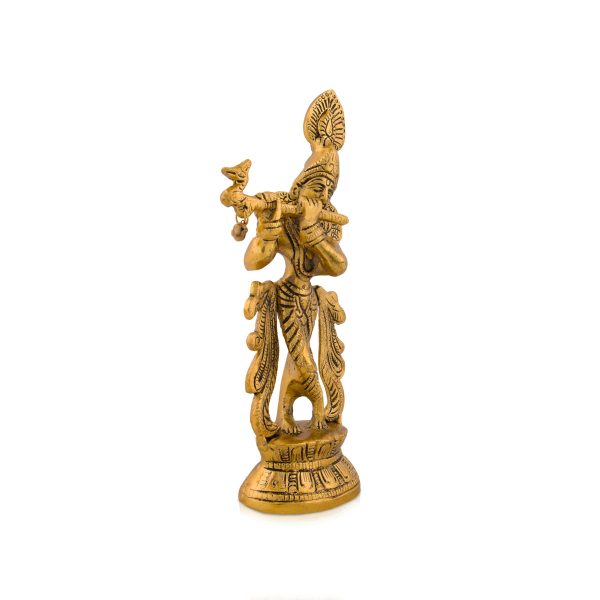 Krishna Standing with Flute Statue - 8.5 x 4 Inches | Aluminium Flute Krishna Idol  Krishna Idol for Pooja Online Sale