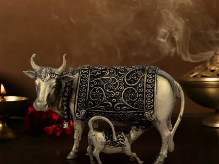 Cow and Calf Idol - 3 x 4 Inches | Brass Kamadhenu Statue  Cow Calf Idol for Pooja  200 Gms Approx For Cheap