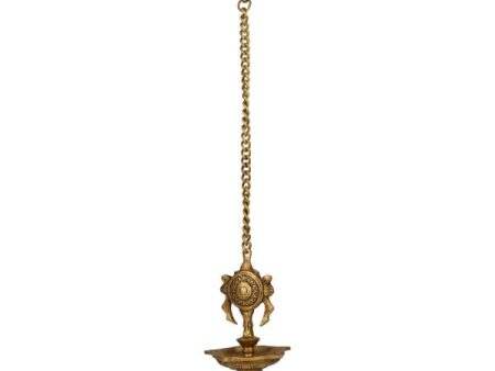 Chakra Hanging Deep - 6 Inches | Brass Vilakku  Antique Finish Lamp for Pooja  660 Gms Approx on Sale