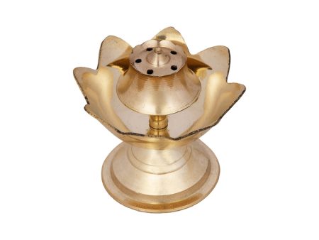 Agarbathi Stand - 3 x 3 Inches | Lotus Design Brass Incense Holder for Pooja  100 Gms Approx Supply