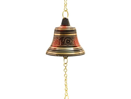 Brass Bell - Enamel - 4.1 Inches | Brass Bell Hanging  Pooja Hanging Bell with Chain  Hanging Bells for Mandir Discount