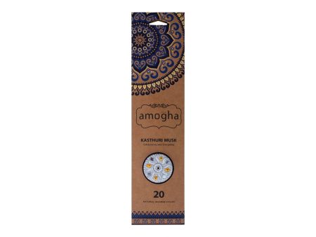 Amogha Kasthuri Musk Incense Sticks - 20 Sticks | Exhilarating and Energizing Agarbatti  Agarbathi for Pooja on Sale