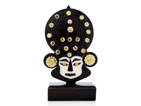 Kathakali Head with Stand - 10 x 5.5 Inches | Wooden Kathakali Face  Painted Kathakali Face for Home Fashion