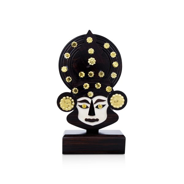 Kathakali Head with Stand - 10 x 5.5 Inches | Wooden Kathakali Face  Painted Kathakali Face for Home Fashion