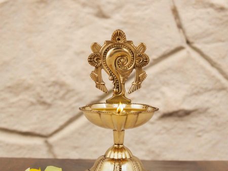 Shankh Diya - 4.5 Inches | Brass Deep  Shank Lamp for Pooja  95 Gms Approx For Cheap