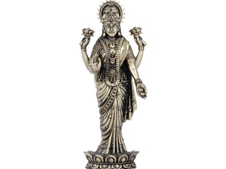 Laxmi Statue - 6 x 2.5 Inches | Lakshmi Statue Standing On Lotus  Brass Idol for Pooja  195 Gms Approx Supply