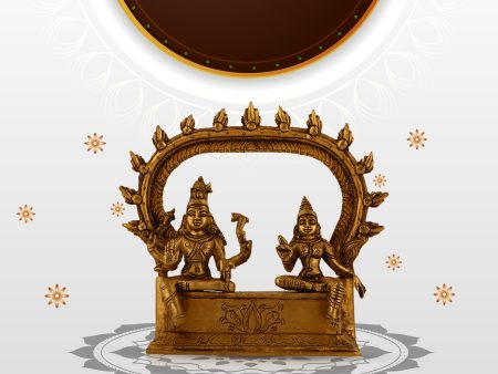 Shiv Parivar Murti - 6.5 Inches | Antique Brass Statue  Shiva Parvati with Arch Statue for Pooja  1.210 Kgs Approx Cheap