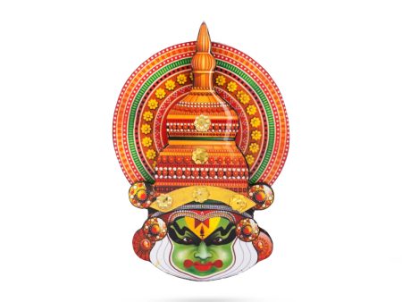 Kathakali Head - 6 x 4.5 Inches | Wall Hanging  Kathakali Carved Wood Wall Art for Home For Discount