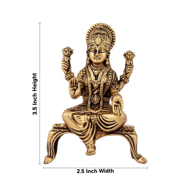 Laxmi Devi Statue - 3.5 x 2.5 Inches | Lakshmi Statue Sitting On Chowki  Brass Idol for Pooja  120 Gms Approx Fashion