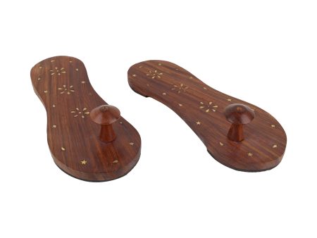 Wooden Paduka - 3 x 10.5 Inches | Wooden Charan Paduka  Swami Paduka for Pooja For Discount