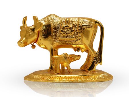 Brass Kamadhenu Statue - 4 Inches | Brass Idol  Cow and Calf Idol  Kamadhenu Idol for Pooja Sale