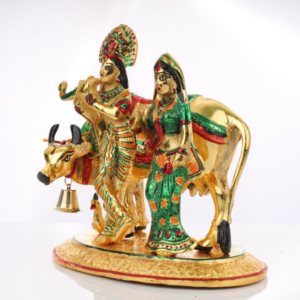 Radha Krishna Idol - 9.5 Inches | Aluminium Material  Radha Krishna Statue for Pooja  1.595 Gms Approx Sale