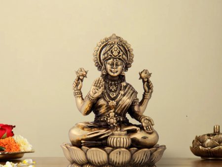 Laxmi Devi Statue - 4 x 2.75 Inches | Lakshmi Statue Sitting On Lotus  Brass Idol  Maha Laxmi Idol for Pooja  240 Gms Approx Online now