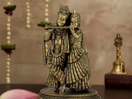 Radha Krishna Idol - 6 x 4 Inches | Brass Idol  Radha Krishna Murti for Pooja  460 Gms Approx Cheap