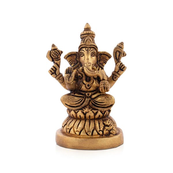 Ganesh Murti - 4.5 x 3 Inches | Antique Brass Statue  Vinayaka Idol for Pooja   680 Gms Approx Sale