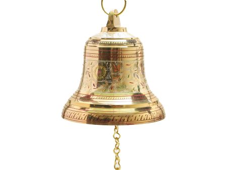 Brass Bell - Enamel - 4.2 Inches | Brass Bell Hanging  Pooja Hanging Bell with Chain  Hanging Bells for Mandir Online Hot Sale