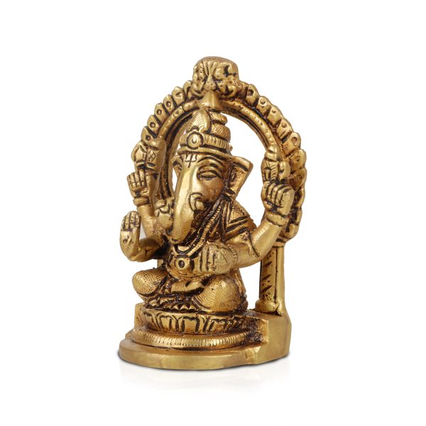 Ganesh with Arch Murti - 3.75 Inches | Antique Brass Statue  Vinayagar Statue  Ganesha Idol for Pooja Sale