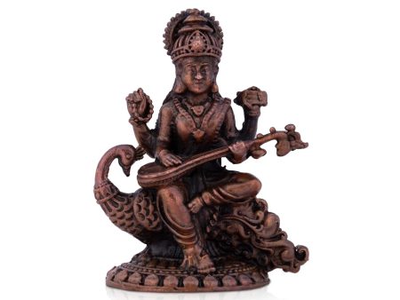 Saraswati Devi Statue - 3 x 2 Inches | Saraswati Statue Sitting On Swan   Copper Idol  Saraswathi Idol for Pooja  115 Gms Approx Fashion