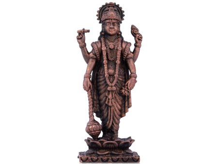 Vishnu Statue - 2.75 x 1 Inches | Copper Idol  Vishnu Statue Standing On Lotus for Pooja  195 Gms Approx Online