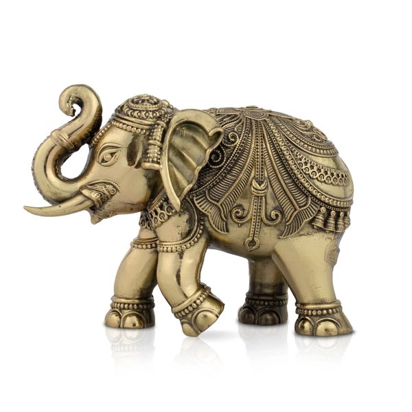 Elephant Statue - 4 x 5 Inches | Brass Idol  Elephant Figurine for Pooja  475 Gms Approx on Sale