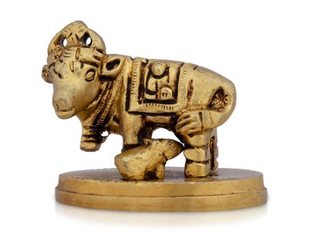 Cow and Calf Idol - 1.5 x 2.75 Inches | Antique Brass Statue  Kamadhenu Statue for Pooja  100 Gms Approx Online