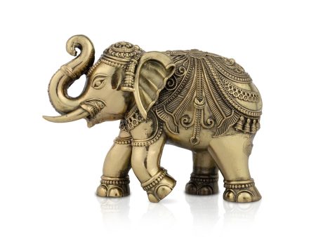 Elephant Statue - 4 x 5 Inches | Brass Idol  Elephant Figurine for Pooja  475 Gms Approx on Sale