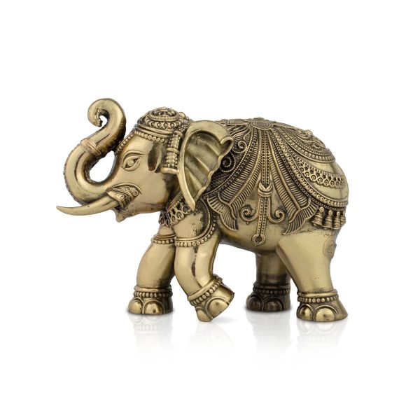 Elephant Statue - 4 x 5 Inches | Brass Idol  Elephant Figurine for Pooja  475 Gms Approx on Sale