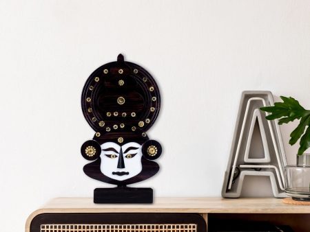 Kathakali Head with Stand - 14 x 7.5 Inches | Wooden Wall Hanging  Kathakali Carved Face for Home on Sale