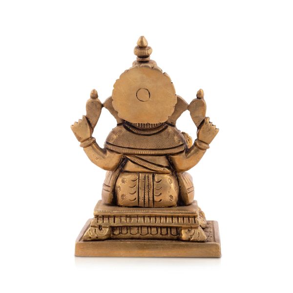 Ganesh Murti - 4.5 x 2.75 Inches | Antique Brass statue   Vinayaka Idol for Pooja   660 Gms Approx Online