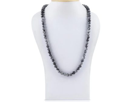 Snowflake Obsidian Mala - 16 Inches | Japa Mala  Stone Mala for Meditation Online