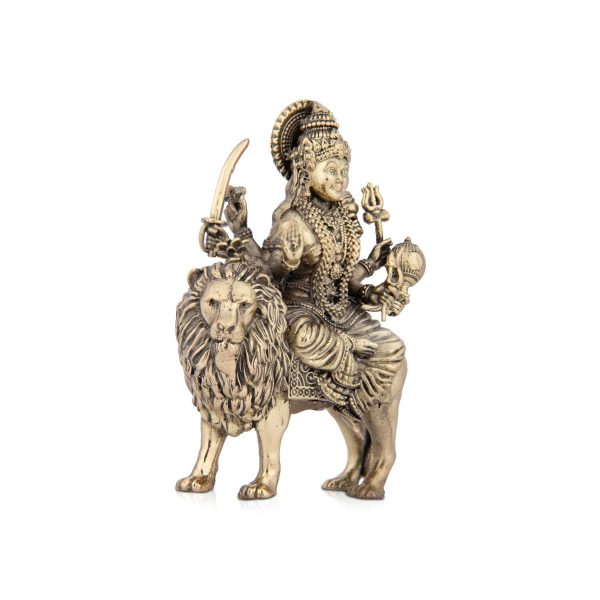 Durga Devi Statue Sitting on Lion - 4 x 3 Inches | Durga Maa Idol  Brass Idol  Durga Murti for Pooja  175 Gms Approx For Discount