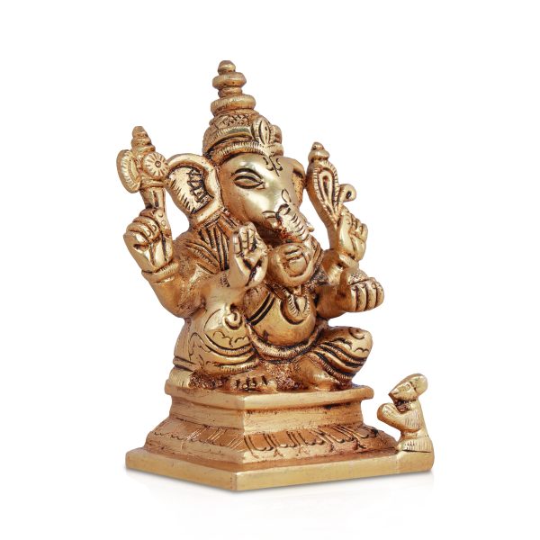 Ganesh Murti - 4.5 Inches | Antique Brass Statue  Vinayagar Statue  Ganesha Idol for Pooja Online